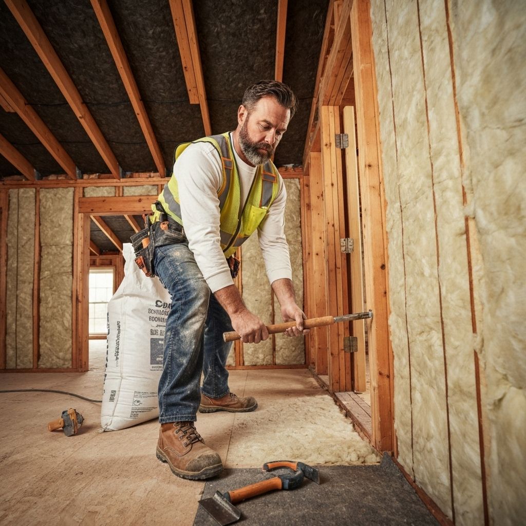 Professional home inspector working on home